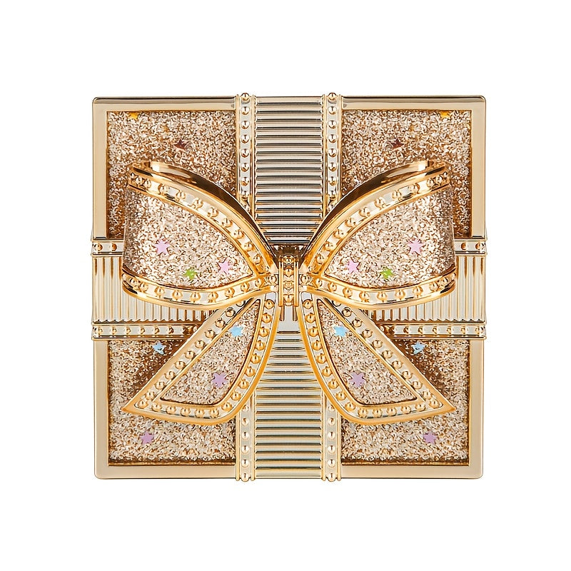 Elegant Bowknot Air Powder - Lightweight, Long-Lasting Oil Control & Waterproof Setting Powder for All Skin Tones, Ivory White & Cool Beige, Matte Finish with Glittery Golden Bow Design